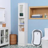 Slimline Freestanding Bathroom Cabinet with Mirror - Tall Storage Unit with Adjustable Shelving - Space-Saving Organizer for Narrow Spaces