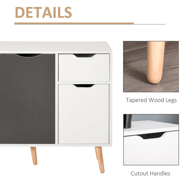 Floor Standing Sideboard Storage Cabinet with Drawer - Bedroom, Living Room, Home Office Organizer in Grey - Space-Saving Solution for Clutter-Free Interiors