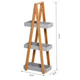3-Tier Bamboo Bathroom Storage Unit - Slim Freestanding Shelving, A-Frame Toilet Rack - Space-Saving Organizer for Small Bathrooms
