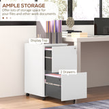 Steel Mobile File Cabinet with Lock - 2-Drawer Vertical Storage for A4, Legal, Letter Size Documents - Secure Office Organizer with Adjustable Hanging Bar