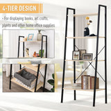 4-Tier Vintage Ladder Shelf - Rustic Wood Bookcase and Storage Rack for Plants and Decor - Ideal Display Unit for Home and Office