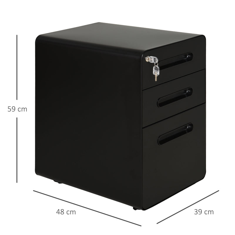 3-Drawer Mobile File Cabinet with Lock - Sturdy All-Metal Rolling Storage Solution - Secure and Organize Documents for Home Office Use