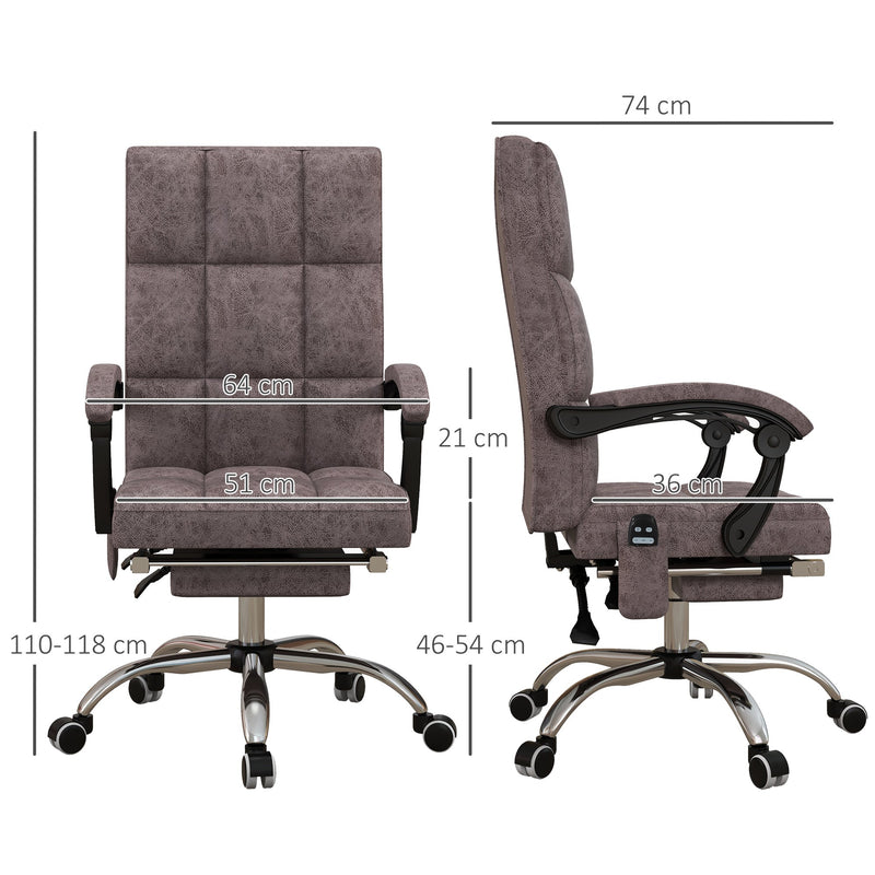 Executive Vibration Massage Office Chair - Microfiber Computer Seat with Reclining Back and Armrests, Charcoal Grey - Ideal for Professional Relaxation and Comfort at Work
