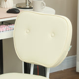Vinsetto Vanity Office Chair, PU Leather Computer Chair for Home, with Adjustable Height, Armless, Swivel Wheels, Cream