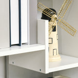 6-Tier Bookshelf - Modern White Bookcase with 11 Open Shelves for Decorative Storage - Ideal for Home Office and Study Organization