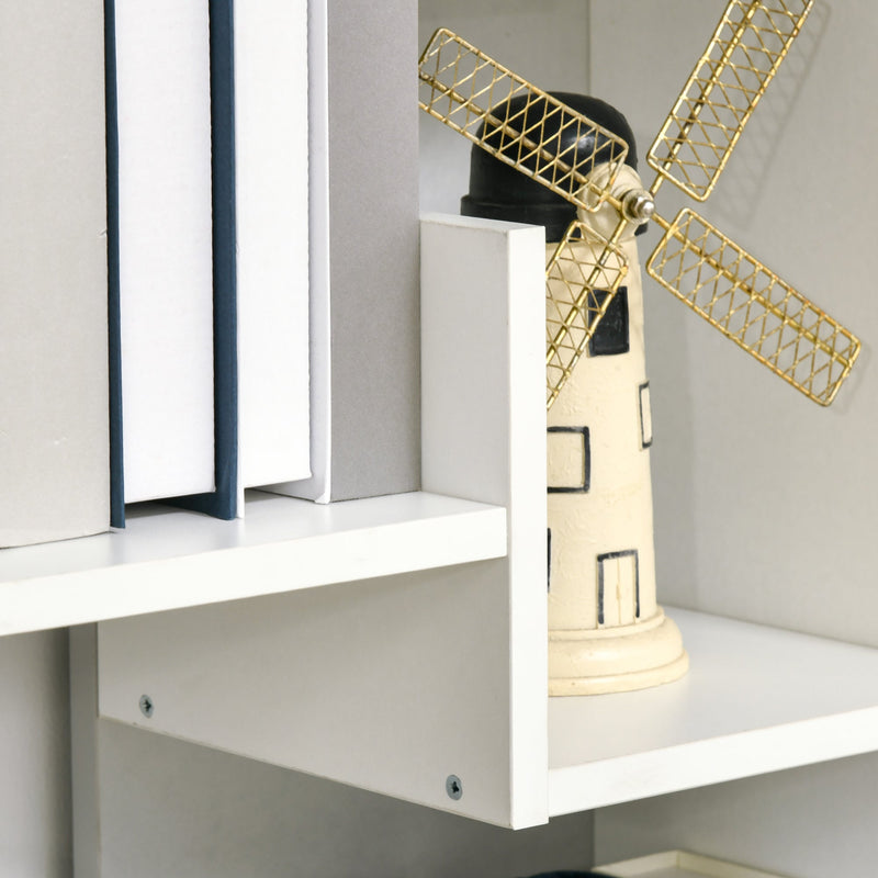 6-Tier Bookshelf - Modern White Bookcase with 11 Open Shelves for Decorative Storage - Ideal for Home Office and Study Organization