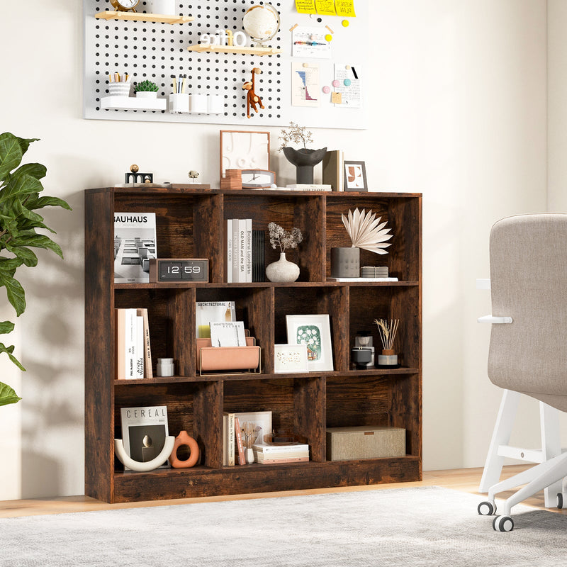10-Cube Bookshelf Freestanding Storage Organizer with 2 Anti-Tipping Kits-