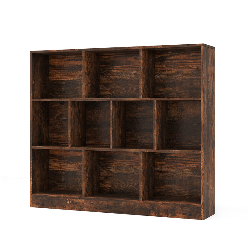 10-Cube Bookshelf Freestanding Storage Organizer with 2 Anti-Tipping Kits-