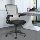 Mesh Office Chair - Lightweight with Lumbar Support and Adjustable Backrest in Grey - Ideal for Long Hours of Desk Work