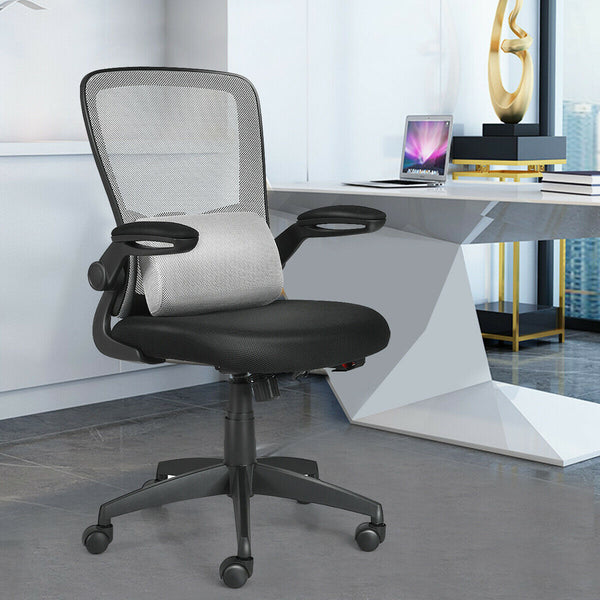 Mesh Office Chair - Lightweight with Lumbar Support and Adjustable Backrest in Grey - Ideal for Long Hours of Desk Work