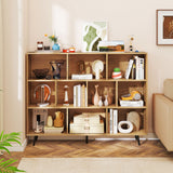 10-Cube Bookcase 140 CM Storage Organizer with 5 Tapered Metal Legs-