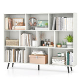 10-Cube Bookcase 140 CM Storage Organizer with 5 Tapered Metal Legs-