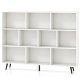 10-Cube Bookcase 140 CM Storage Organizer with 5 Tapered Metal Legs-