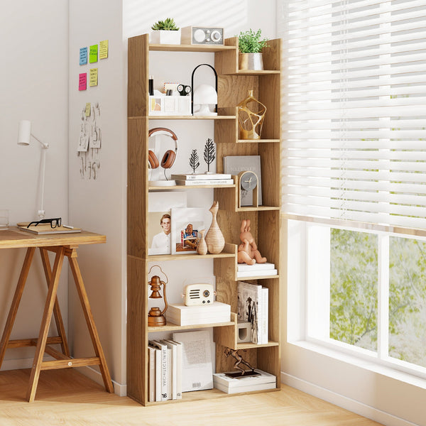 11-Shelf Wooden Bookshelf with 2 Anti-Tipping Kits-