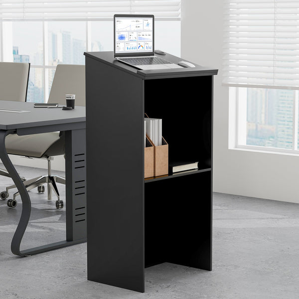 Podium Stand Hostess Stand for Speakers with Storage Shelf-
