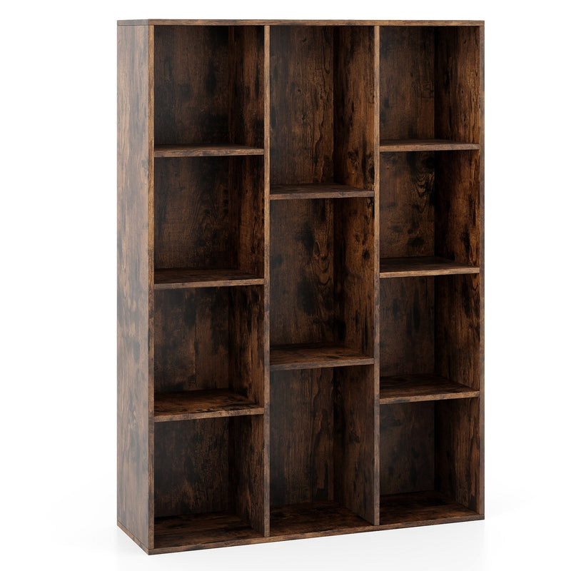 11-Cube Bookcase Modern Geometric Bookshelf with Anti-tipping Kits-White