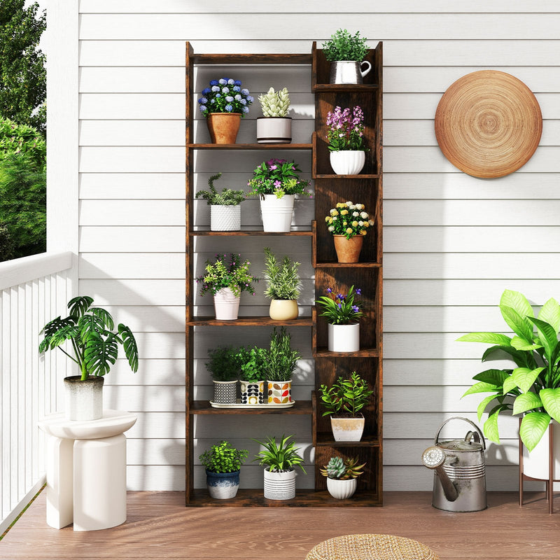 11-Shelf Wooden Bookshelf with 2 Anti-Tipping Kits-
