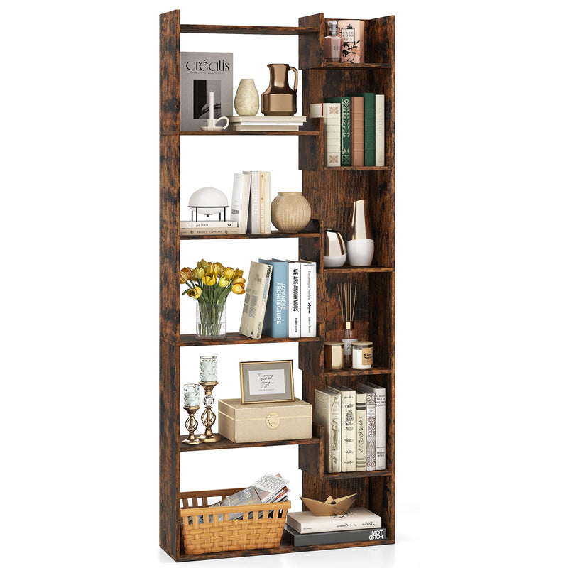11-Shelf Wooden Bookshelf with 2 Anti-Tipping Kits-