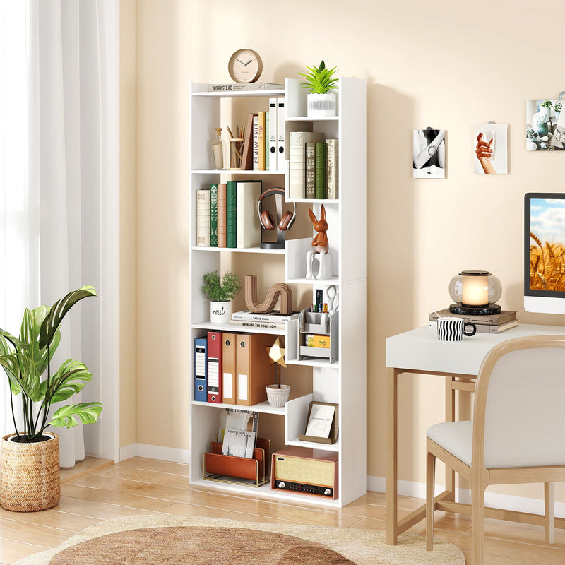 11-Shelf Wooden Bookshelf with 2 Anti-Tipping Kits-