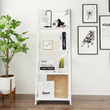 4 Tier Wood Ladder Shelf Unit - White Staircase Design Bookcase - Space Saving Display Storage Solution for Small Rooms