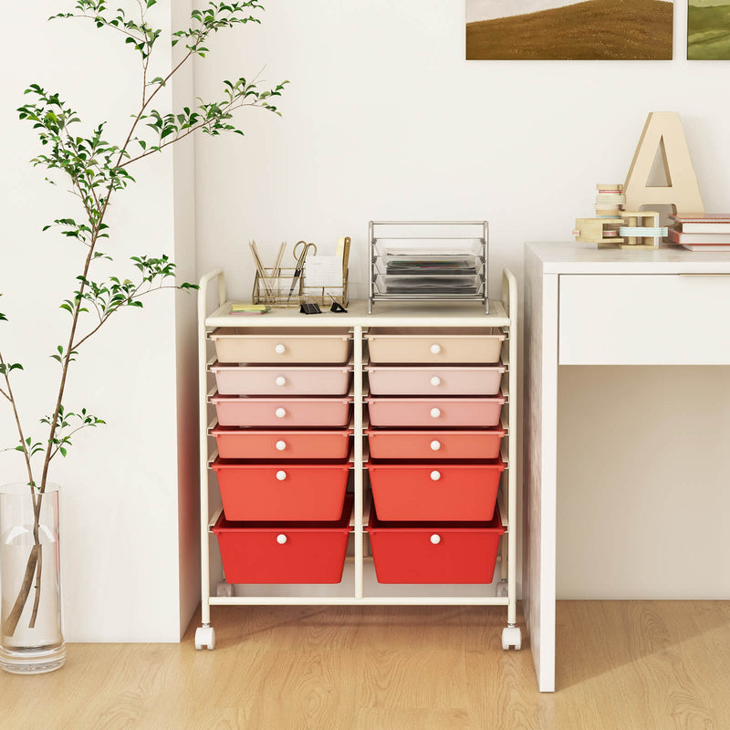 12 Drawers Rolling Storage Cart - Mobile Organizer with Brakes and 4 Wheels - Ideal Solution for Home and Office Storage Needs