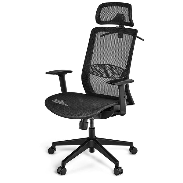 Ergonomic Mesh - Adjustable Lumbar Support Office Chair in Black - Ideal for Long Hours at Desk