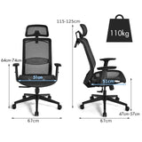 Ergonomic Mesh - Adjustable Lumbar Support Office Chair in Black - Ideal for Long Hours at Desk
