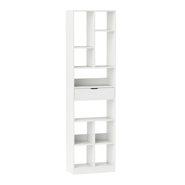 180cm Tall Bookcase with Drawer and 10 Open Cubes-