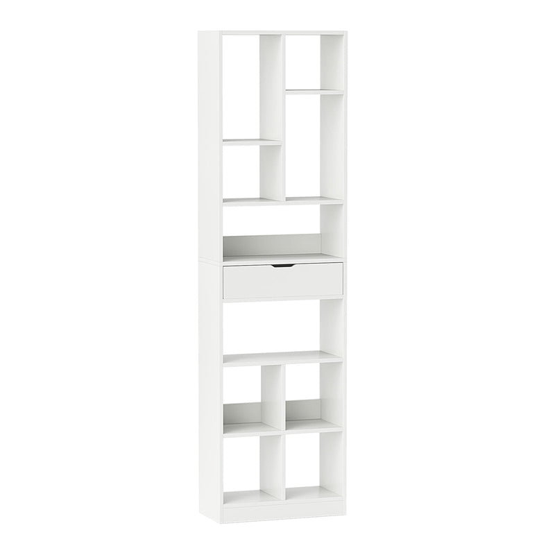 180cm Tall Bookcase with Drawer and 10 Open Cubes-
