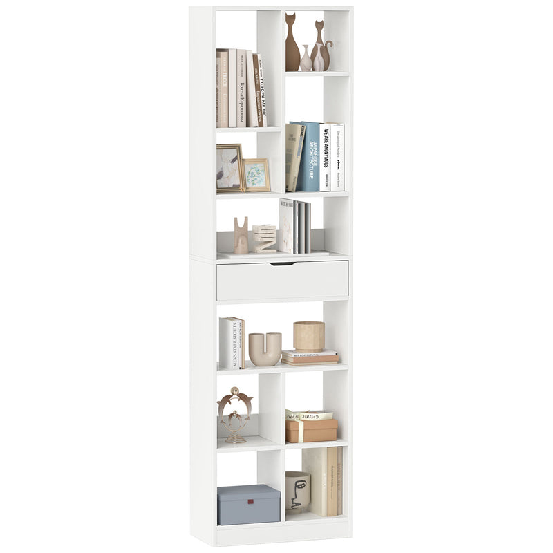 180cm Tall Bookcase with Drawer and 10 Open Cubes-