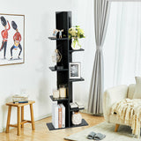 Freestanding 7 Tier Shelving Organizer - Black Storage Solution - Ideal for Sorting and Decluttering Spaces