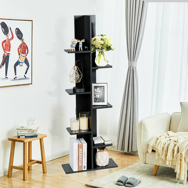 Freestanding 7 Tier Shelving Organizer - Black Storage Solution - Ideal for Sorting and Decluttering Spaces