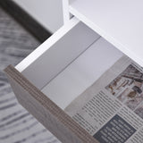 Modern Multi-Shelf Bookcase with Drawer - Freestanding 6-Tier Storage, Wooden Legs, Stylish White & Grey Finish - Ideal for Home Office and Display Décor