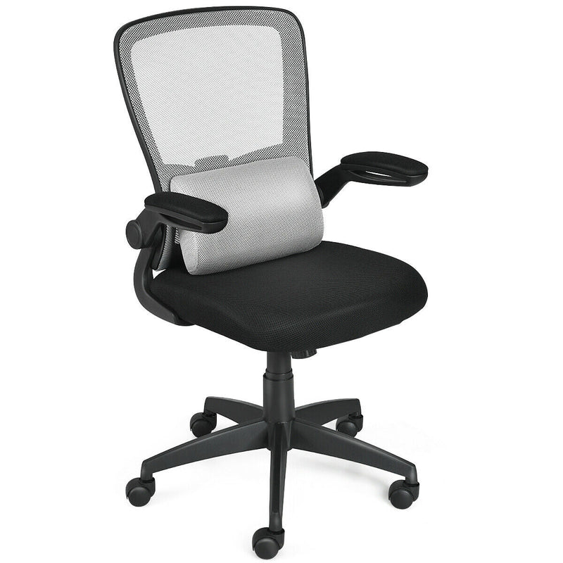 Mesh Office Chair - Lightweight with Lumbar Support and Adjustable Backrest in Grey - Ideal for Long Hours of Desk Work