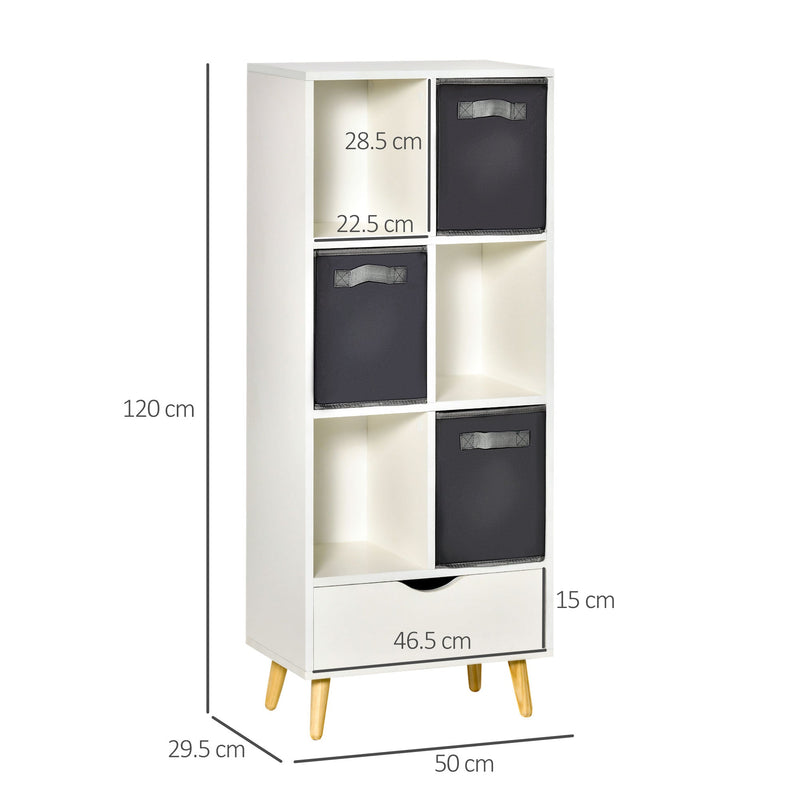 6-Cube Modern Bookcase - Freestanding Display Shelf, Storage Organizer Cabinet - Ideal for Home, Office, Living Room, Study Decor in White