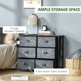 6-Drawer Fabric Dresser - Bedroom Storage Organizer with Sturdy Steel Frame and Handles - Ideal for Night Stand and Clothing Organization in Grey & Black