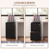 Heavy-Duty Steel Mobile File Cabinet with Lock - 2-Drawer Vertical Storage Organizer, Adjustable Hanging Bar for A4/Legal/Letter - Secure Office Document Management
