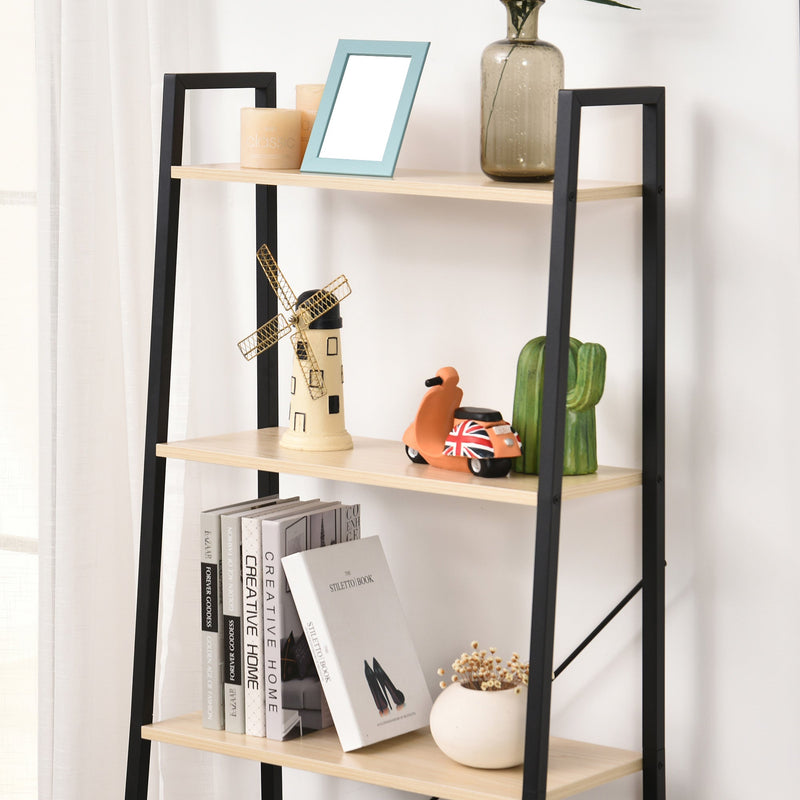 4-Tier Vintage Ladder Shelf - Rustic Wood Bookcase and Storage Rack for Plants and Decor - Ideal Display Unit for Home and Office