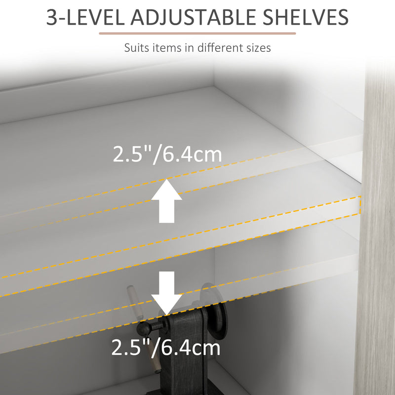 Adjustable Shelved Kitchen Sideboard - 4-Door Living Room Storage Cabinet with Pine Legs - Elegant White Organizer for Home Spaces