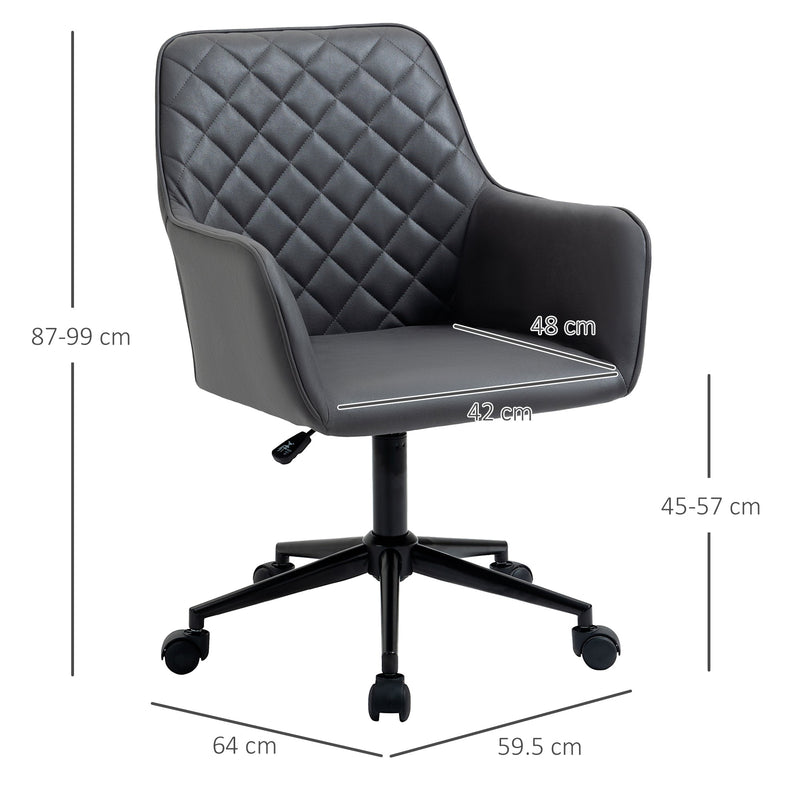 Swivel Leather-Feel Office Chair - Mobile Study & Leisure Seating Solution in Grey - Perfect for Home Office Comfort and Style