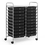 4-Wheel Support Storage Trolley - 20 Drawers Design, Perfect for Beauty Salons - Versatile Black Organizer Solution