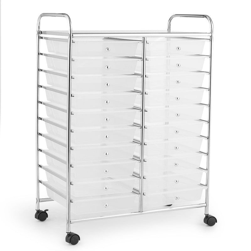 4-Wheel Support Storage Trolley - 20 Drawers Design, Perfect for Beauty Salons - Versatile Black Organizer Solution