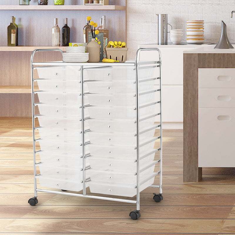 4-Wheel Support Storage Trolley - 20 Drawers Design, Perfect for Beauty Salons - Versatile Black Organizer Solution