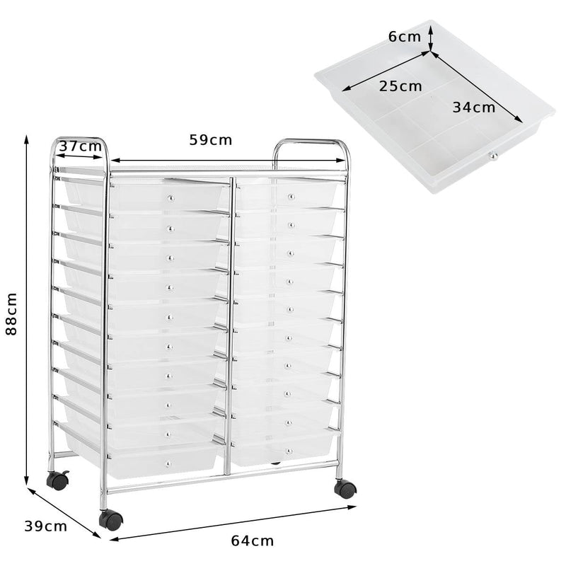 4-Wheel Support Storage Trolley - 20 Drawers Design, Perfect for Beauty Salons - Versatile Black Organizer Solution
