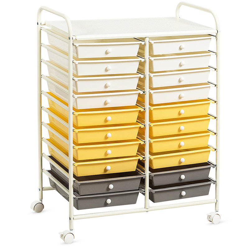 4-Wheel Support Storage Trolley - 20 Drawers Design, Perfect for Beauty Salons - Versatile Black Organizer Solution