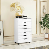 Mobile File Cabinet Model 7D - Wheeled Storage Solution with Seven Drawers in Sleek Black - Ideal for Organized Document Management in Office Spaces