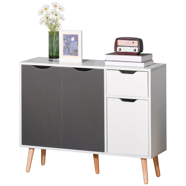 Floor Standing Sideboard Storage Cabinet with Drawer - Bedroom, Living Room, Home Office Organizer in Grey - Space-Saving Solution for Clutter-Free Interiors