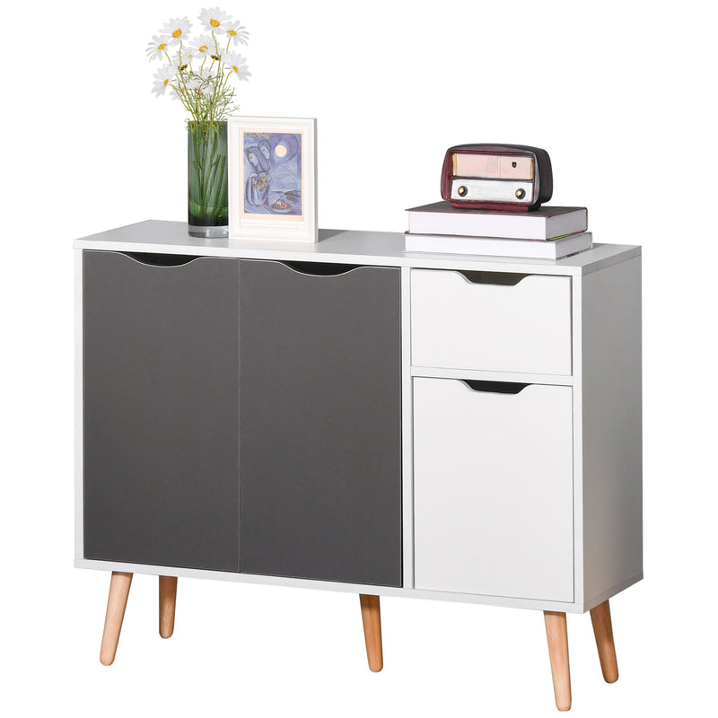 Floor Standing Sideboard Storage Cabinet with Drawer - Bedroom, Living Room, Home Office Organizer in Grey - Space-Saving Solution for Clutter-Free Interiors