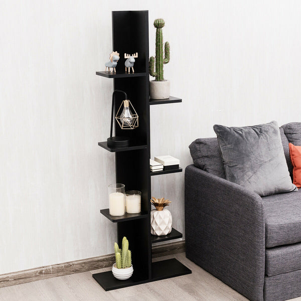 Freestanding 7 Tier Shelving Organizer - Black Storage Solution - Ideal for Sorting and Decluttering Spaces