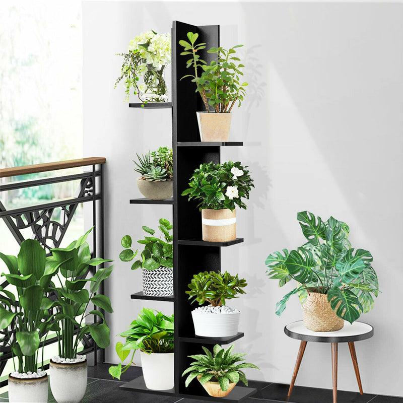 Freestanding 7 Tier Shelving Organizer - Black Storage Solution - Ideal for Sorting and Decluttering Spaces